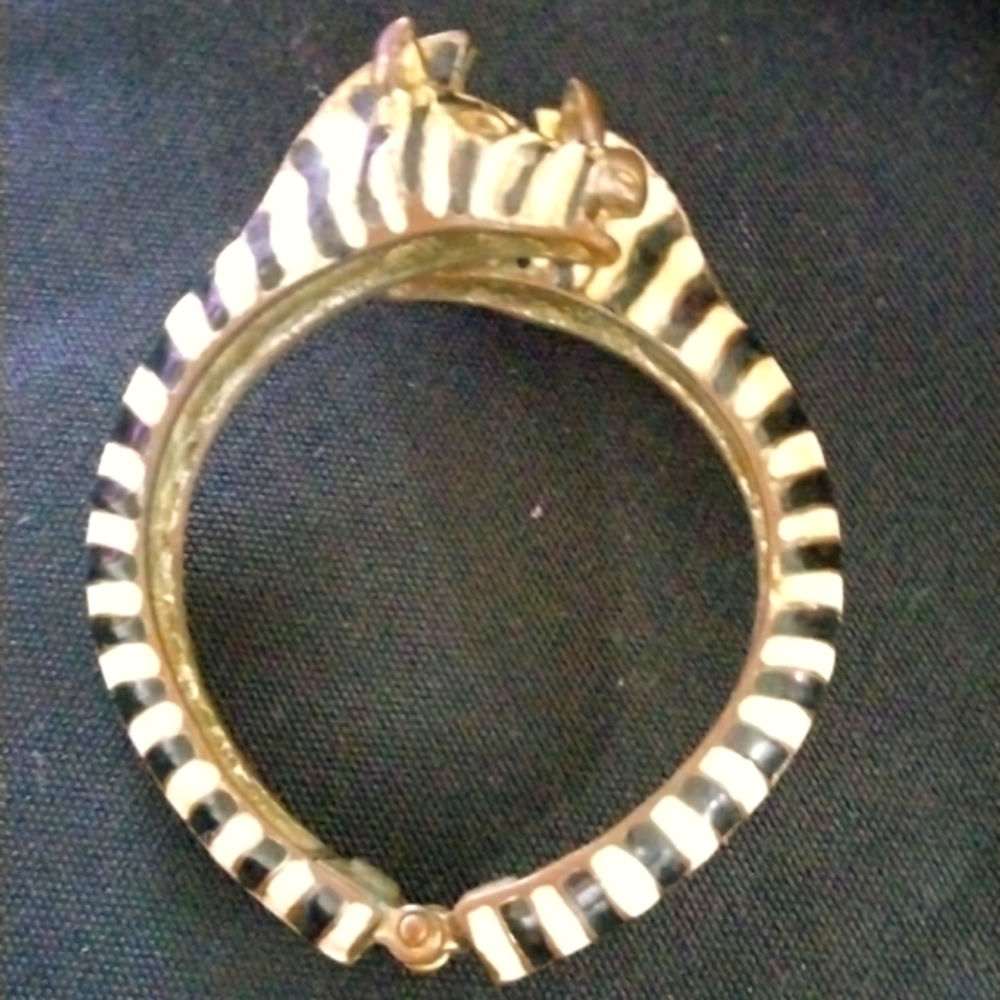 Zebra hinged wooden zebra bracelet